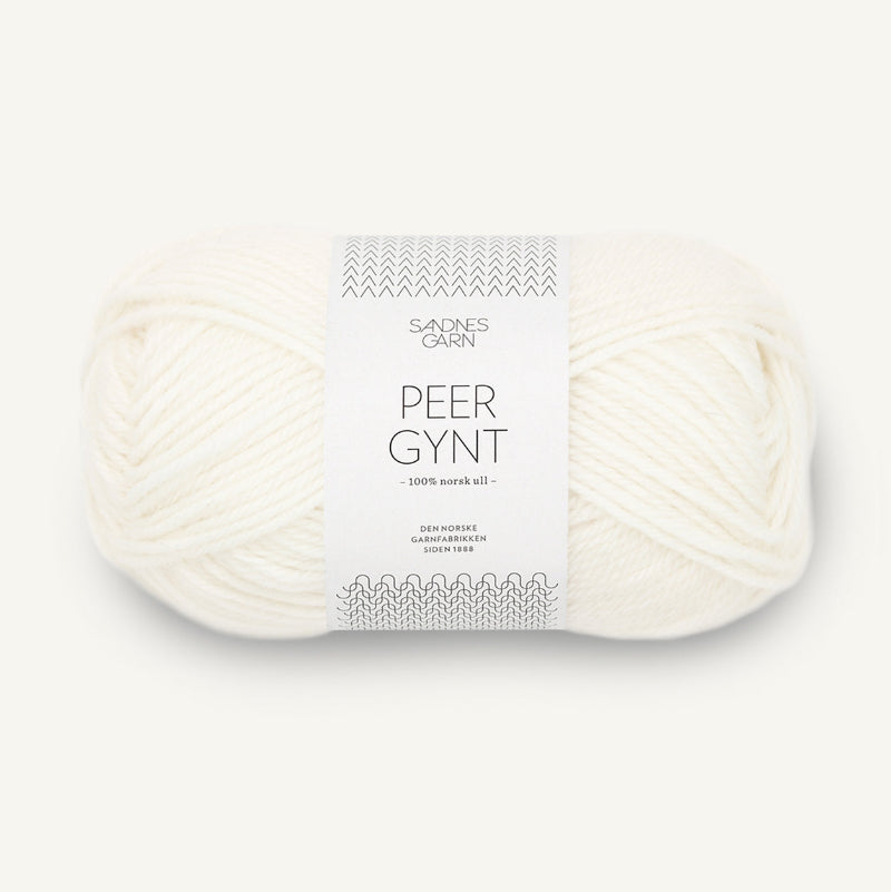 Sandnes Garn norjalainen villalanka Peer Gynt 50g 1001 valkoinen