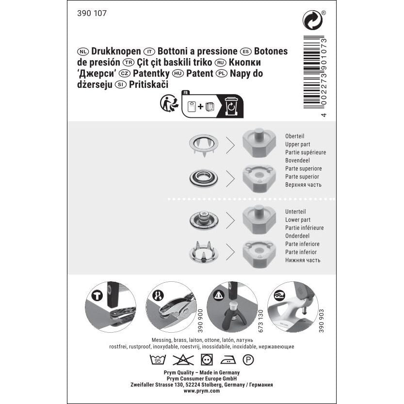 Prym Jersey rengasneppari 10mm hopea