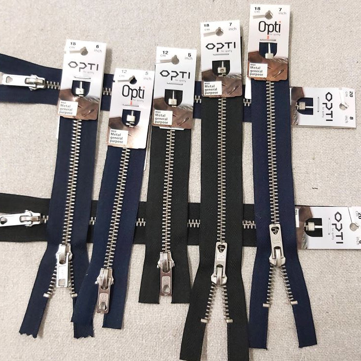 Opti Vetoketju M60K Metalli Housu-/ farkkuketju 12-18 cm sininen ja musta