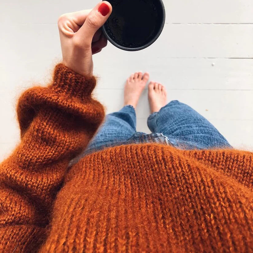 PetiteKnit neuleohje Novice Sweater helppo aloittelijan perusneule lankana Isager Jensen ja Silk Mohair