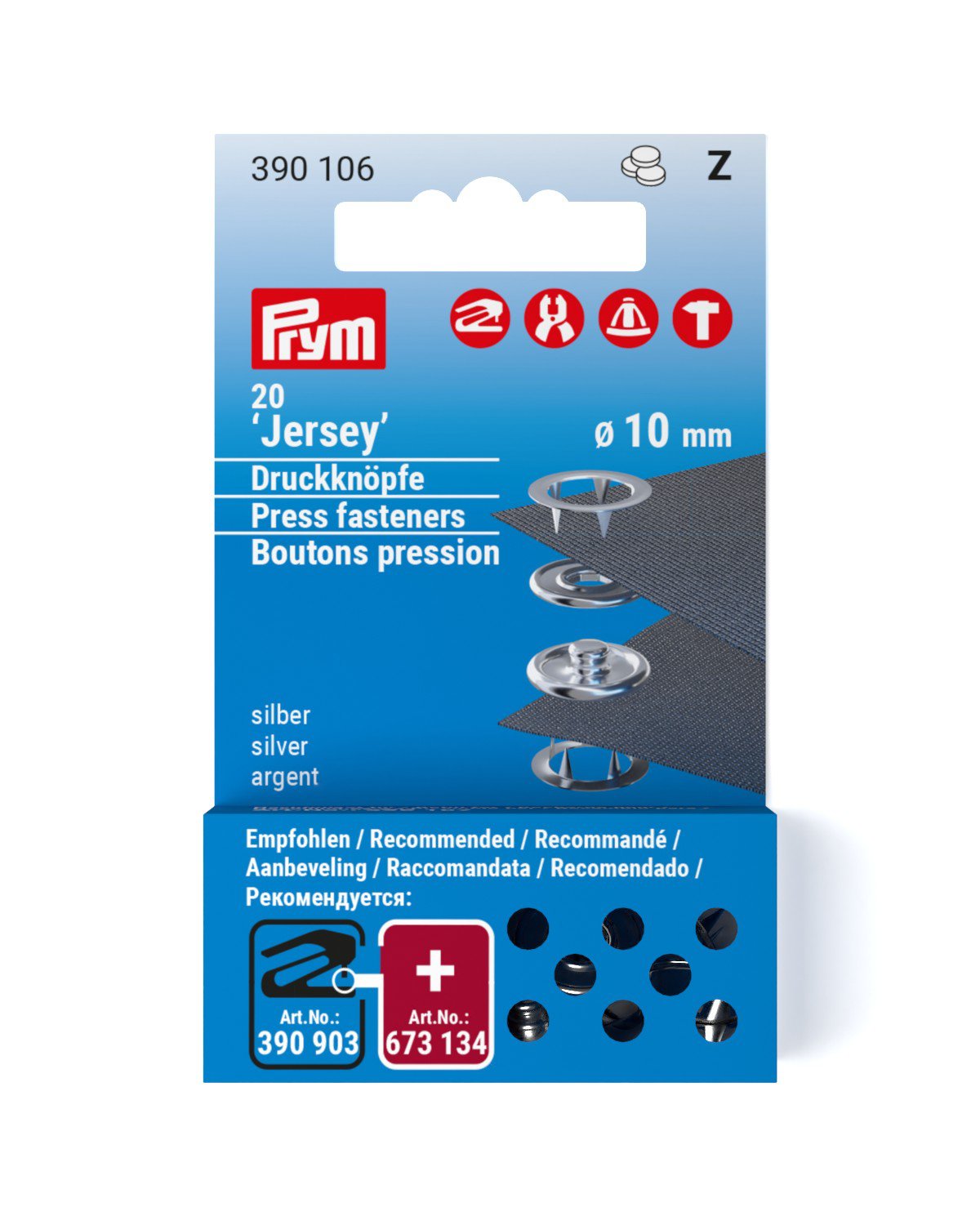 Prym Täyttöpakkaus Jersey rengasneppari 10 mm hopea
