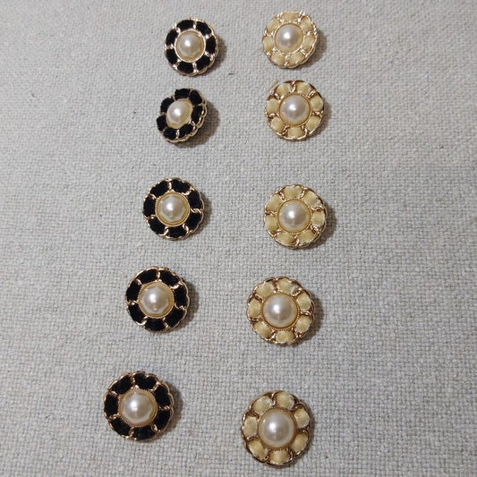 helminappi kulta 18mm musta ja luonnonvalkoinen samettinauha