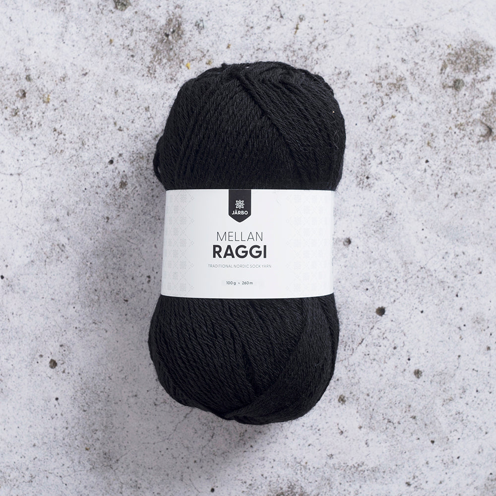 Järbo Mellan Raggi 28213 sukkalanka mallisukka lanka musta