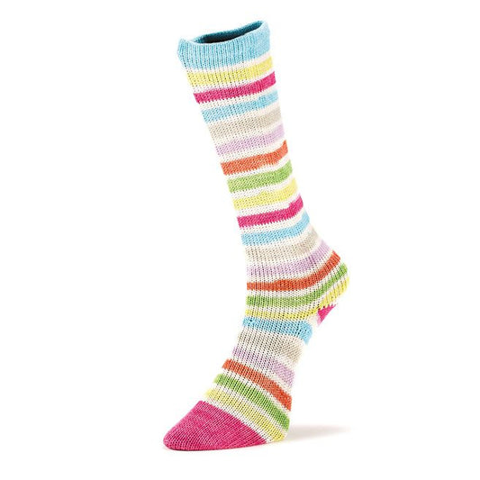 Laines du Nord Summer Socks Infinity raidallinen ja värikäs puuvillasukkalanka kesäsukkiin kaksi samanlaista