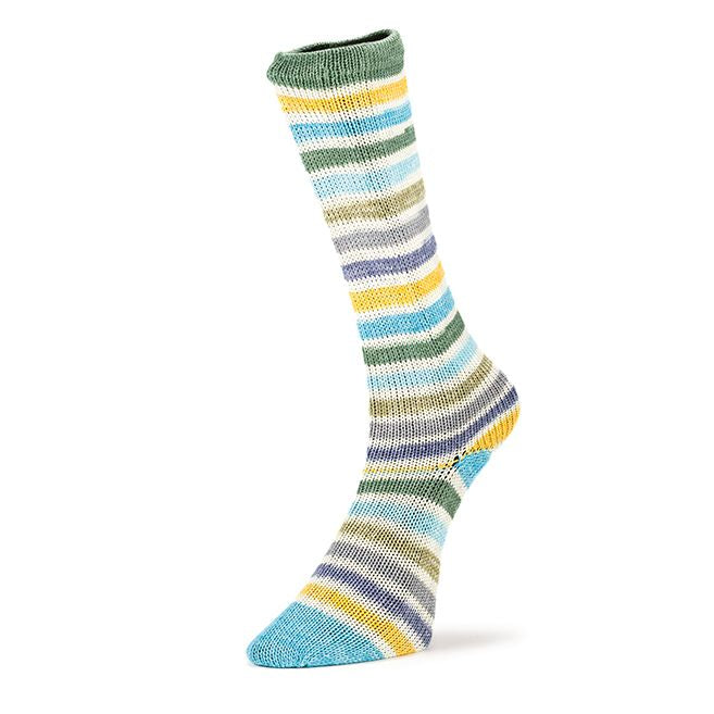 Laines du Nord Summer Socks Infinity raidallinen ja värikäs puuvillasukkalanka kesäsukkiin kaksi samanlaista