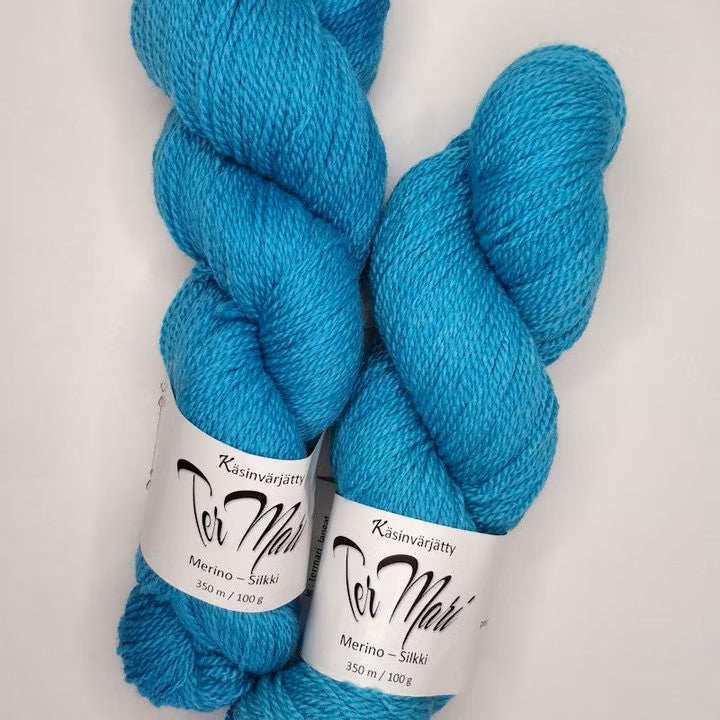 Marilta TerMari upea merino-silkkilanka 100g käsinvärjätty neulojalle