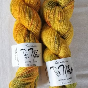 Marilta TerMari upea merino-silkkilanka 100g käsinvärjätty neulojalle
