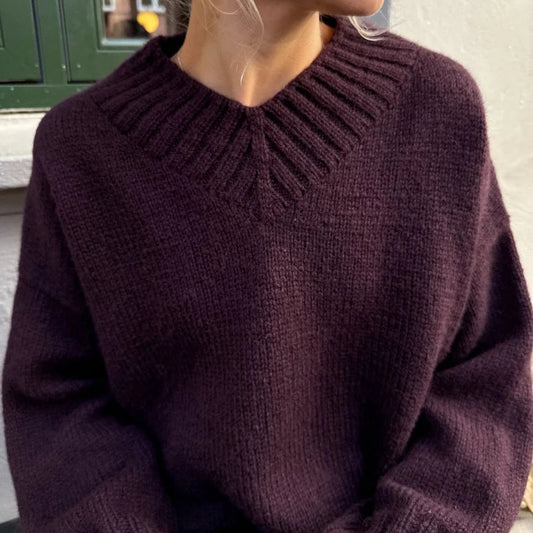 PetiteKnit Hannah Sweater V-neck V-pääntie neuleohje